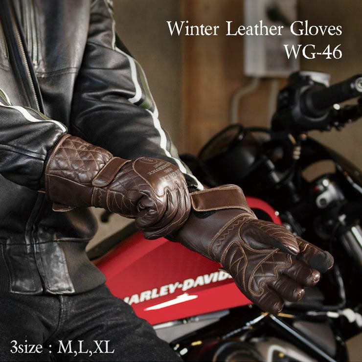 DEGNER デグナー ウインター レザー ガントレットグローブ ブラウン