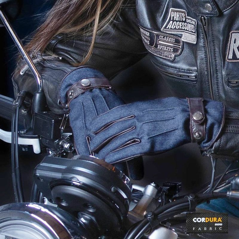 DEGNER デグナー レディース レザー&AAAデニムコンビ グローブ ネイビーデニム/ブラウンレザー