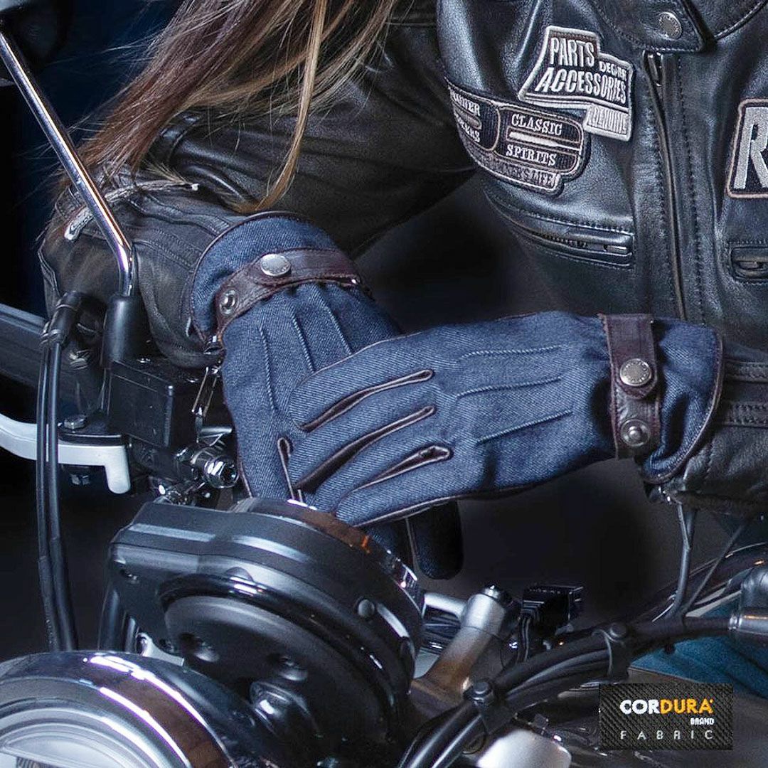 DEGNER デグナー レディース レザー&AAAデニムコンビ グローブ ネイビーデニム/ブラウンレザー