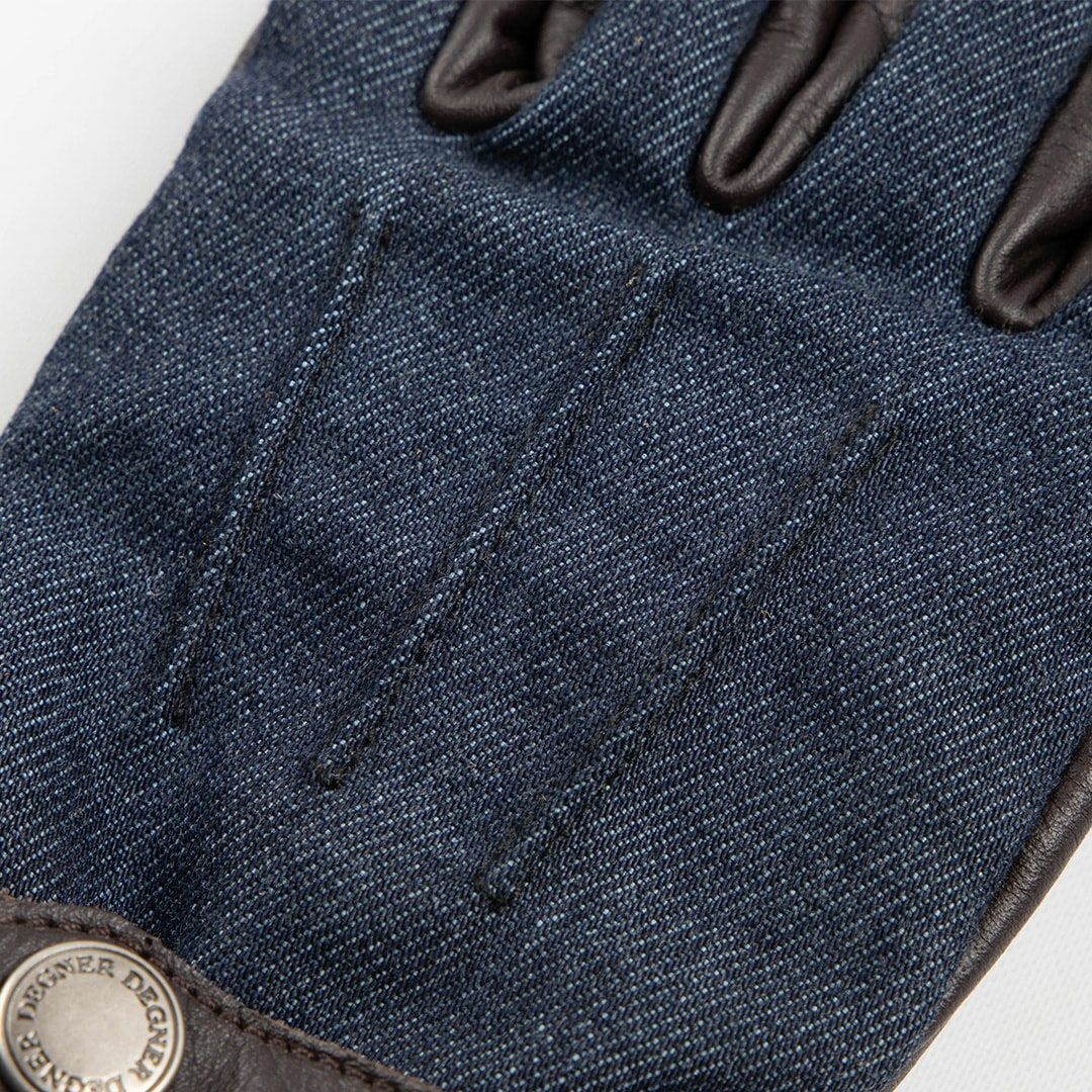 DEGNER デグナー レディース レザー&AAAデニムコンビ グローブ ネイビーデニム/ブラウンレザー 4