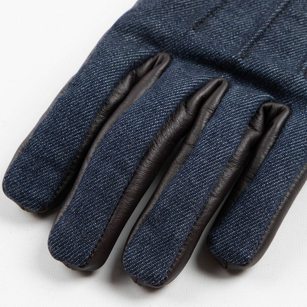 DEGNER デグナー レディース レザー&AAAデニムコンビ グローブ ネイビーデニム/ブラウンレザー 5