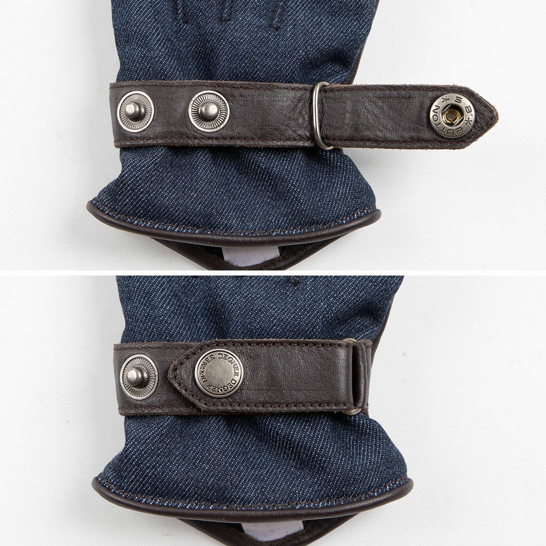 DEGNER デグナー レディース レザー&AAAデニムコンビ グローブ ネイビーデニム/ブラウンレザー 7