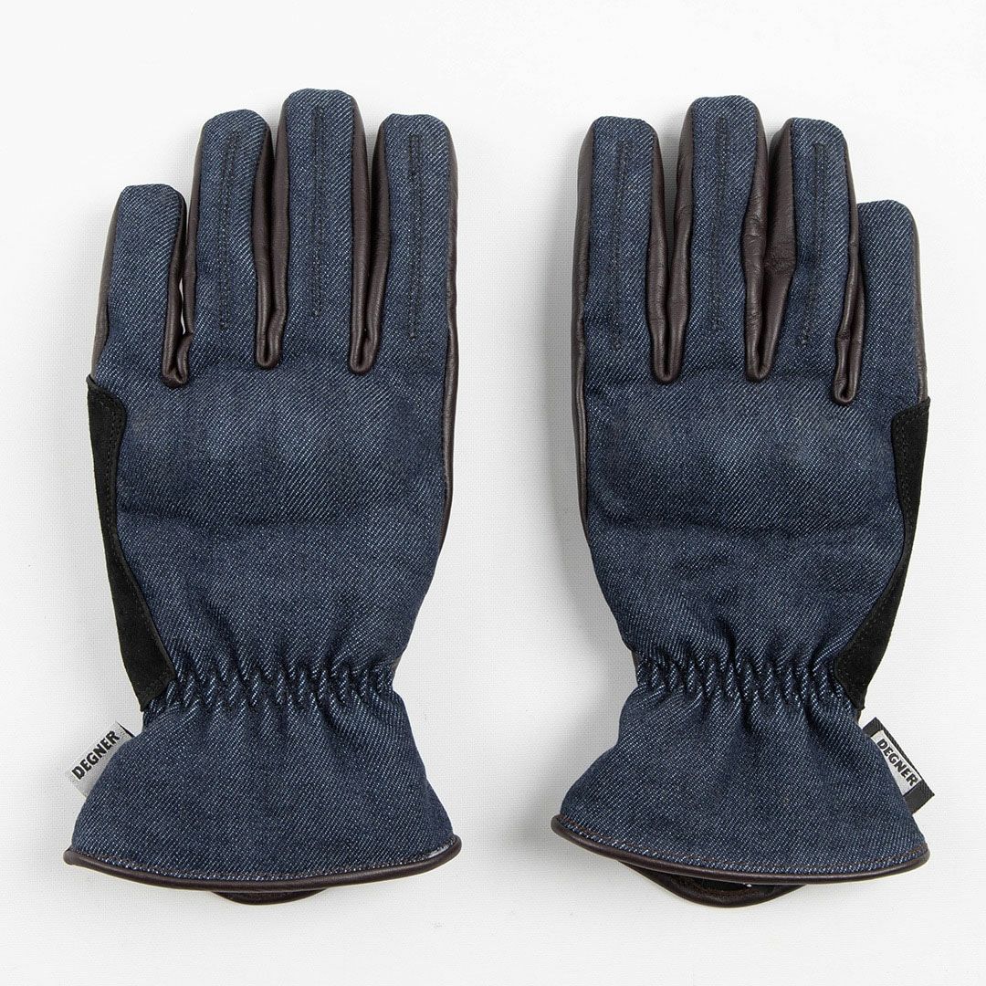 DEGNER デグナー レザー&AAAデニムコンビ グローブ ネイビーデニム/ブラウンレザー 3