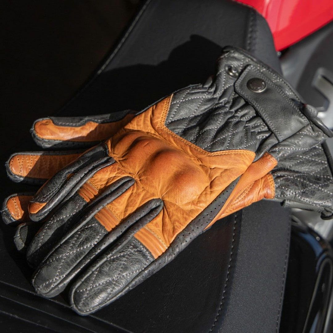 DEGNER デグナー プロテクター カウレザー グローブ ブラウン/グレー