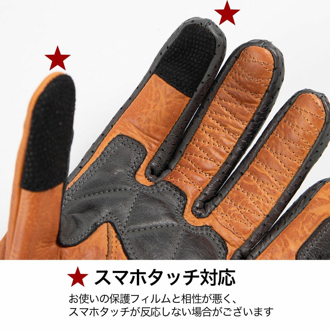 DEGNER デグナー プロテクター カウレザー グローブ ブラウン/グレー 8