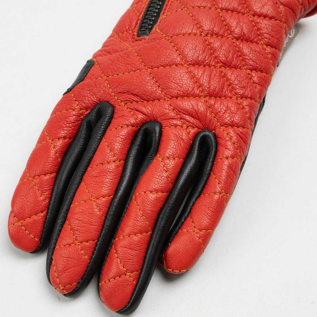 DEGNER デグナー レディース ダイアモンドステッチ レザーグローブ オレンジ 2