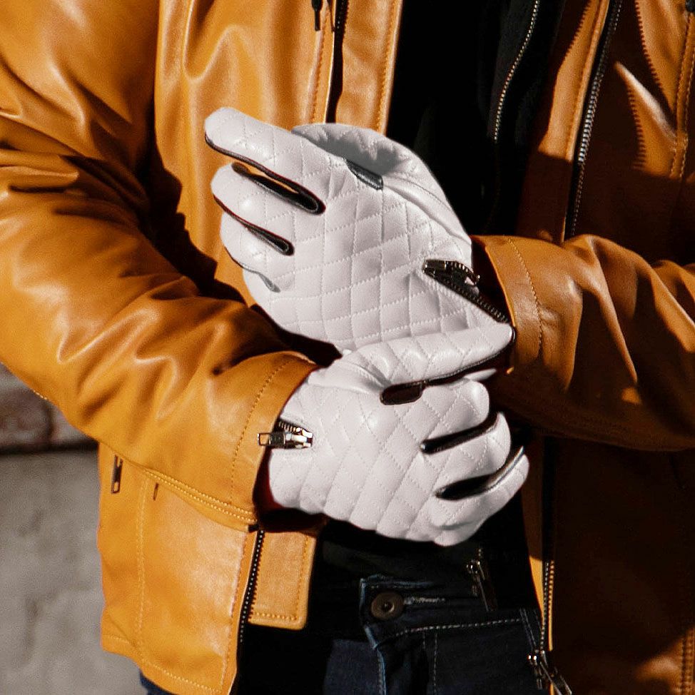 DEGNER デグナー ダイアモンドステッチ レザーグローブ アイボリー