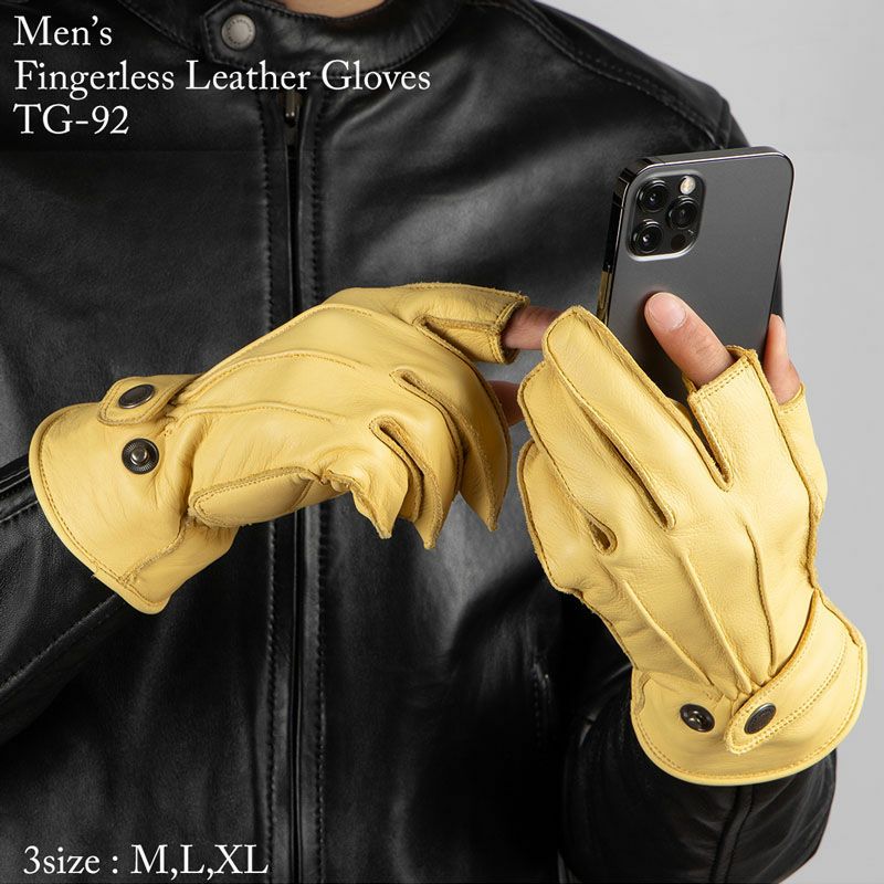 DEGNER デグナー フィンガーレス レザーグローブ タン