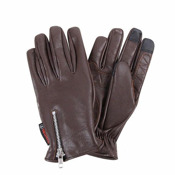 DEGNER デグナー ジッパー付き レザー ツーリンググローブ ブラウン