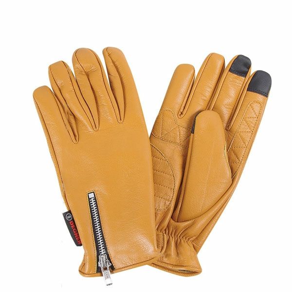 DEGNER デグナー ジッパー付き レザー ツーリンググローブ キャメル