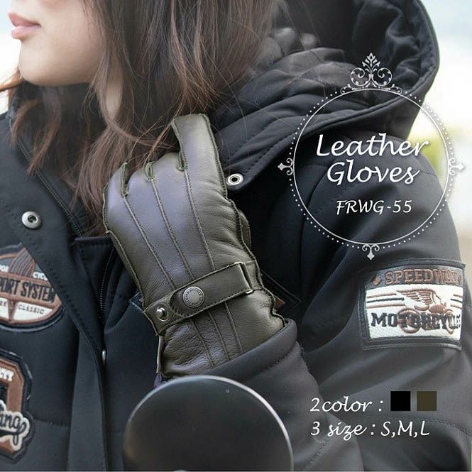 DEGNER デグナー レディース ウインター レザー リブグローブ ブラウン