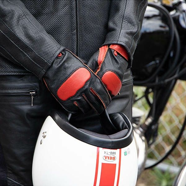 DEGNER デグナー レディース レザーメッシュ グローブ ブラック/レッド