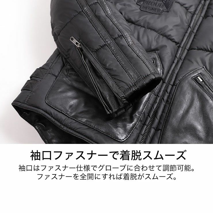 DEGNER デグナー ウインター レザー テキスタイル ジャケット ブラック 5