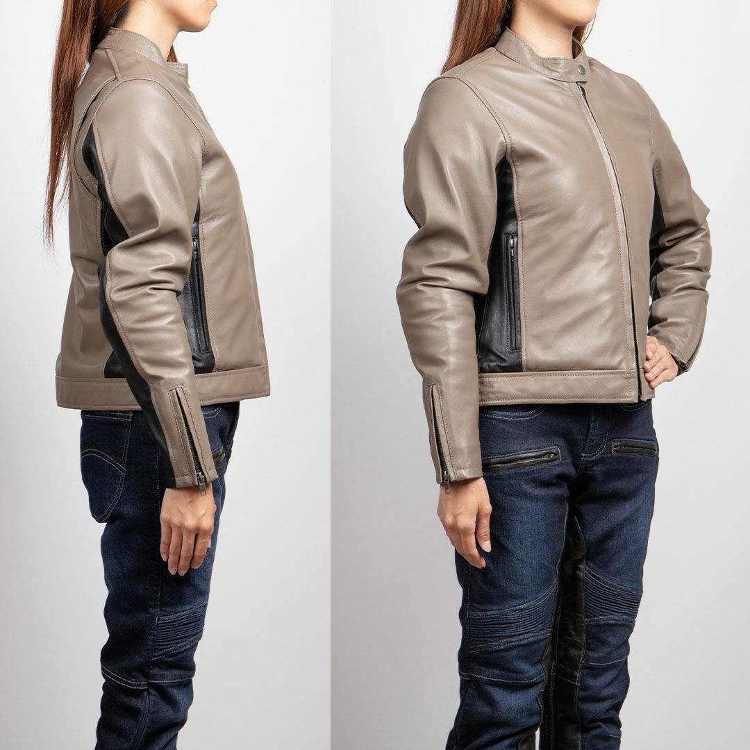 DEGNER デグナー レディース ウインター バイカラー レザージャケット ベージュ