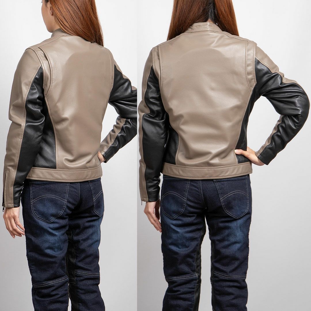DEGNER デグナー レディース ウインター バイカラー レザージャケット ベージュ 2