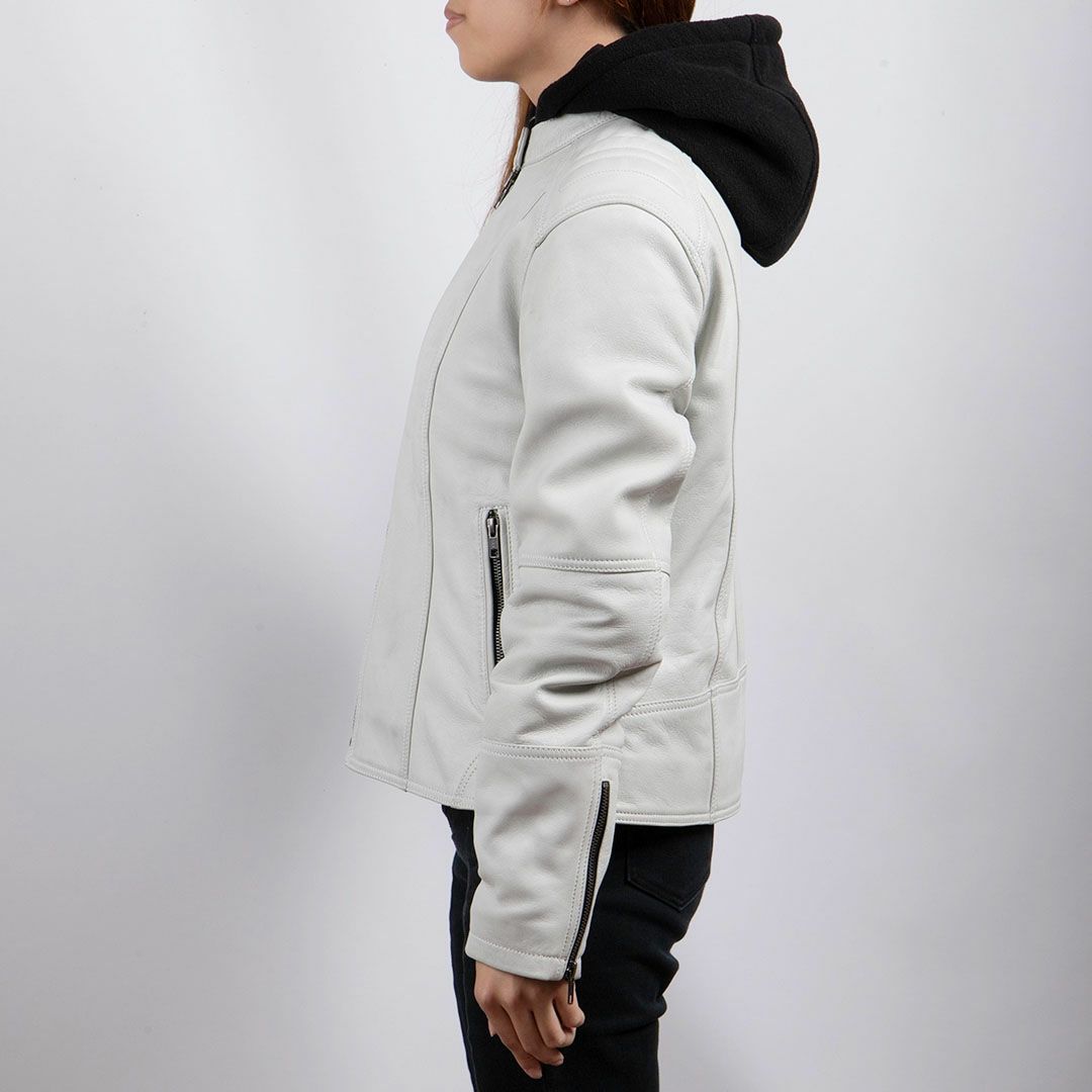 DEGNER デグナー レディース ウインター フード付き レザージャケット ホワイト 3