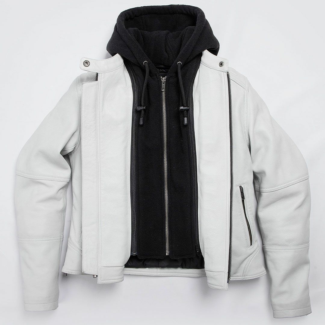 DEGNER デグナー レディース ウインター フード付き レザージャケット ホワイト 5