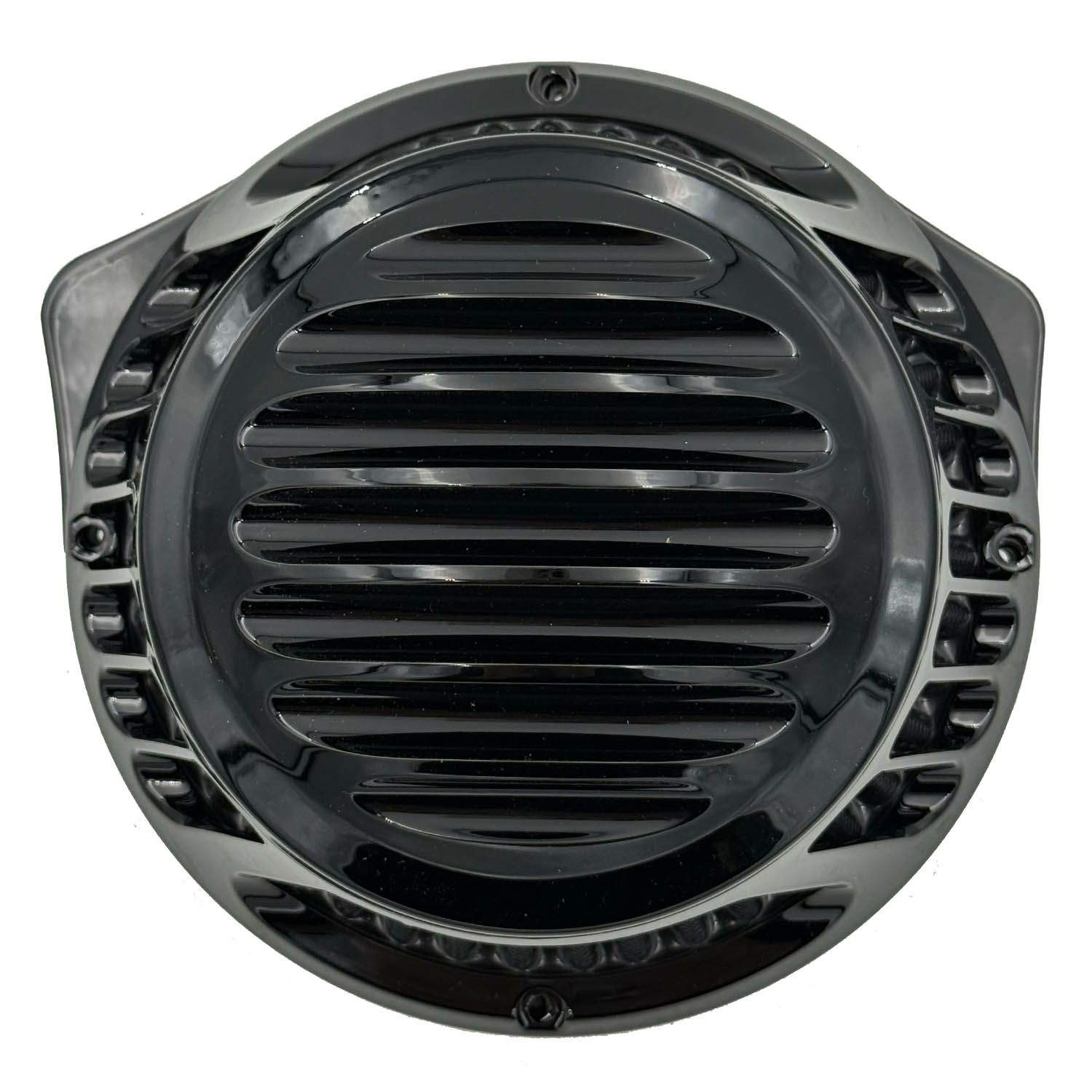 Rough Crafts フィンデザイン ラウンドエアクリーナー ツインカム・ケーブルスロットル用 グロスブラック