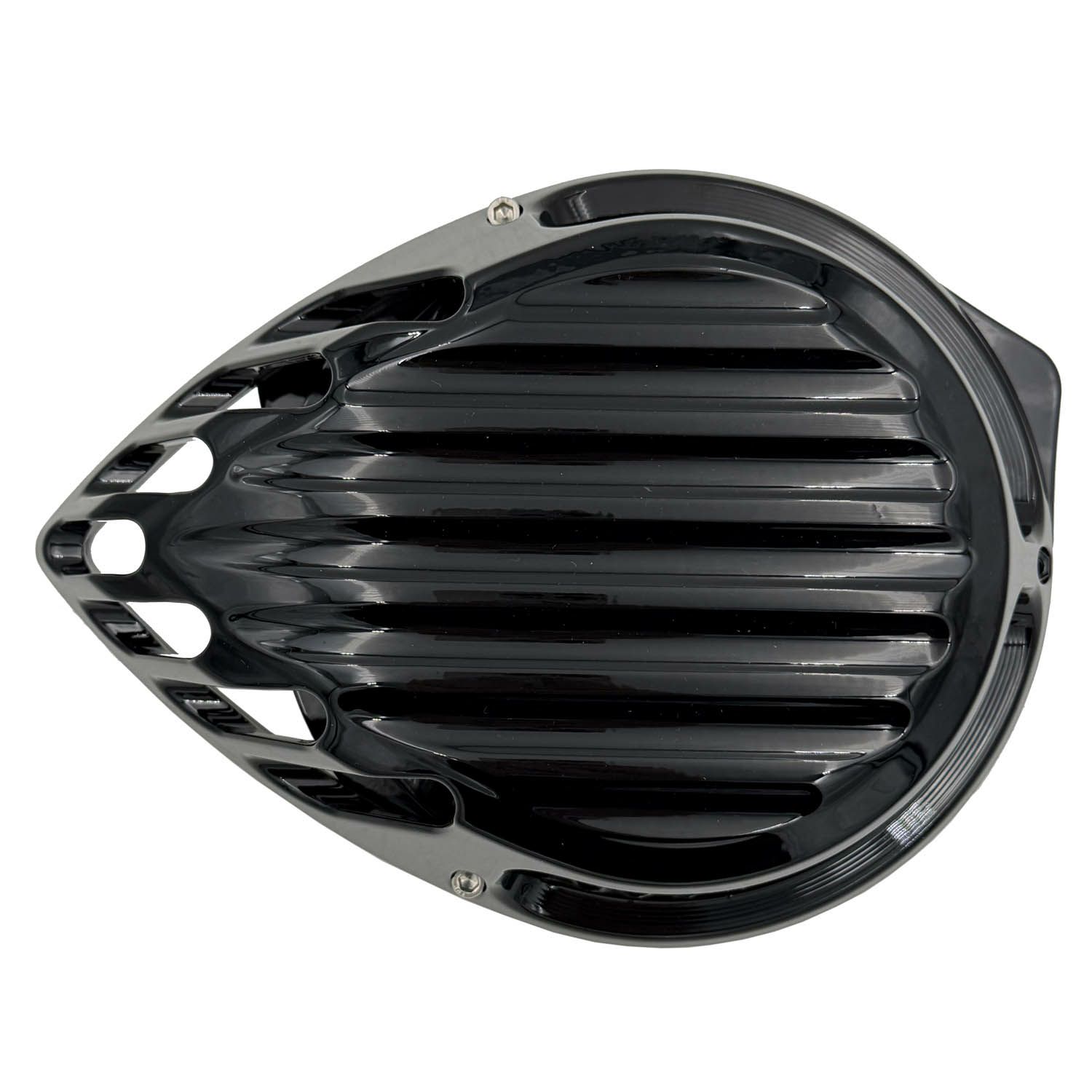 Rough Crafts フィンデザイン ティアドロップエアクリーナー ツインカム・ケーブルスロットル用 グロスブラック