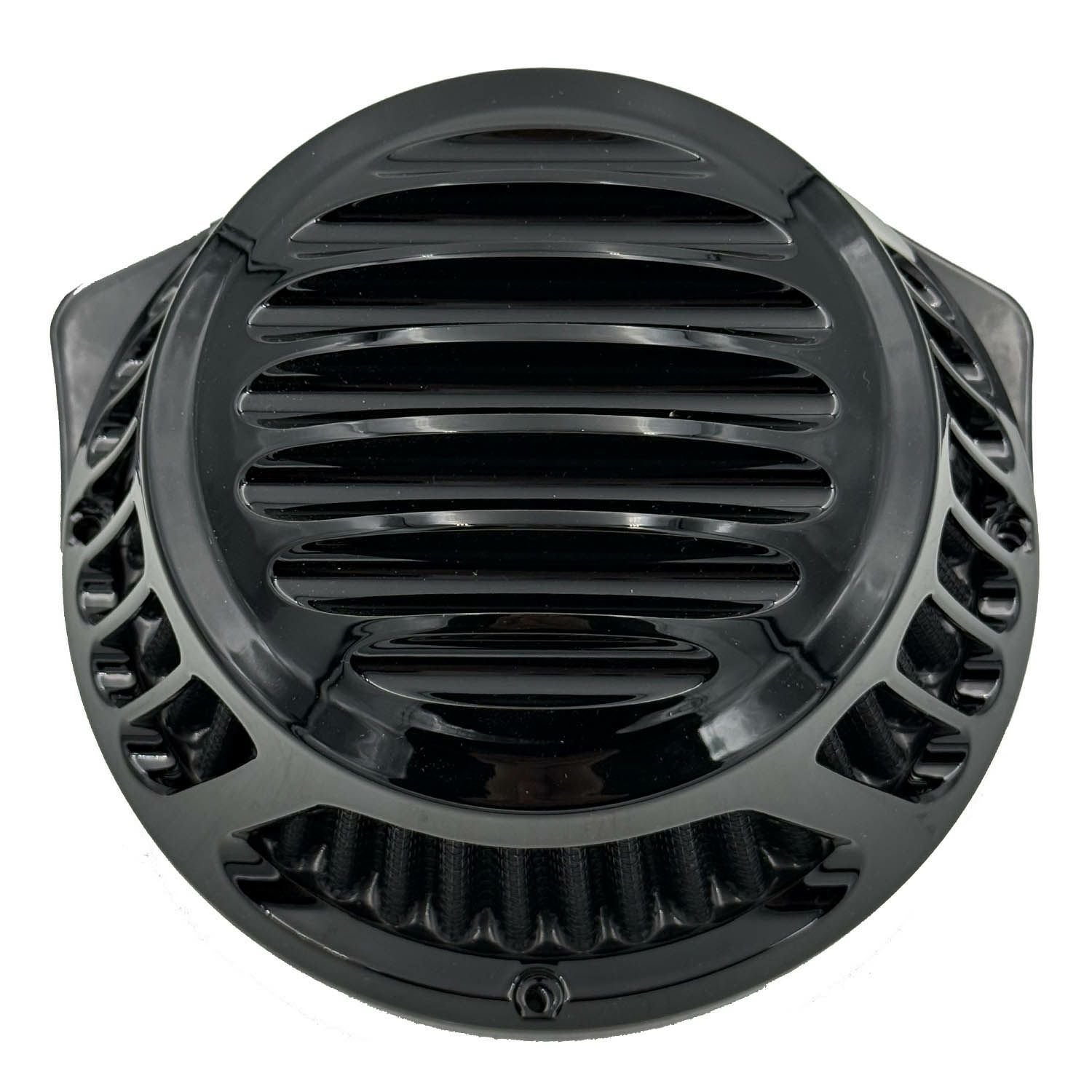 Rough Crafts フィンデザイン ラウンドエアクリーナー ツインカム・電子制御スロットル用 グロスブラック 2