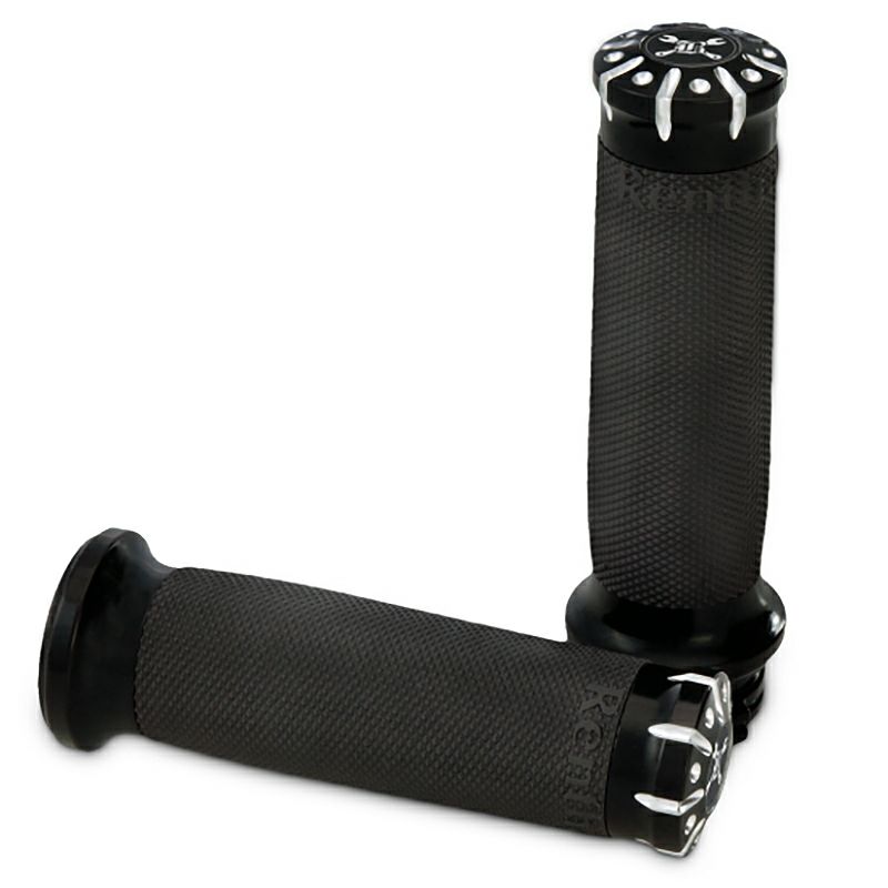 ホーク ハーレー ケーブルスロットル車用 ハンドグリップ (ブラック/シルバー) 
