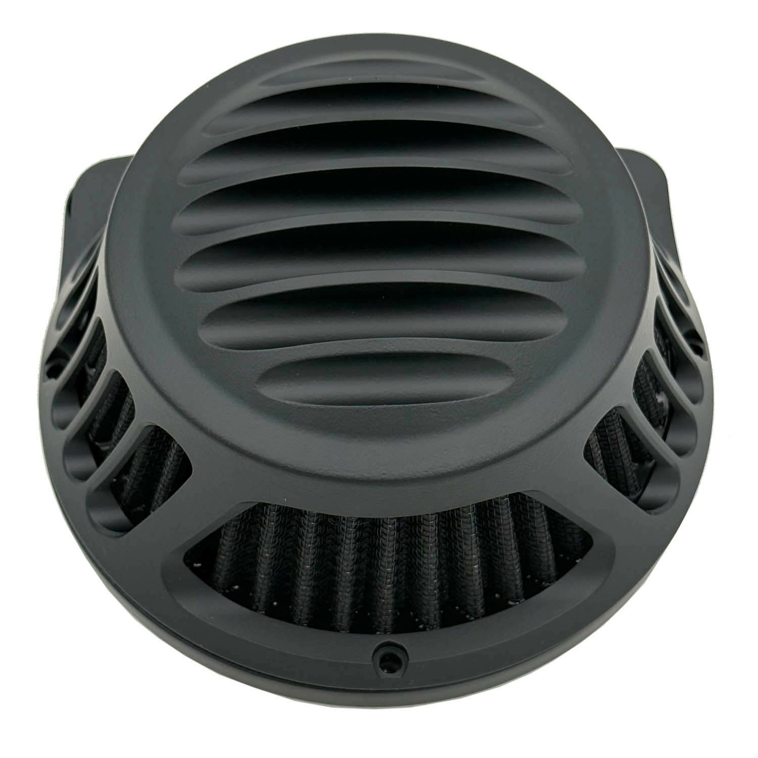 Rough Crafts フィンデザイン ラウンドエアクリーナー ツインカム・ケーブルスロットル用 マットブラック 2