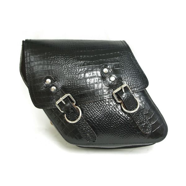 La Rosa Design アリゲーターエンボス・本皮サドルバッグ　ブラック ダイナ用-01