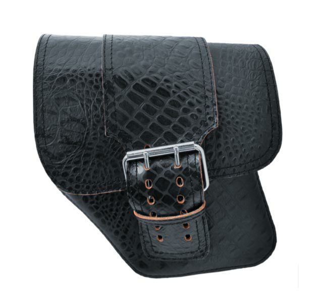 La Rosa Design シングルベルト・本皮サドルバッグ（アリゲーターエンボス）ブラック ダイナ用-01