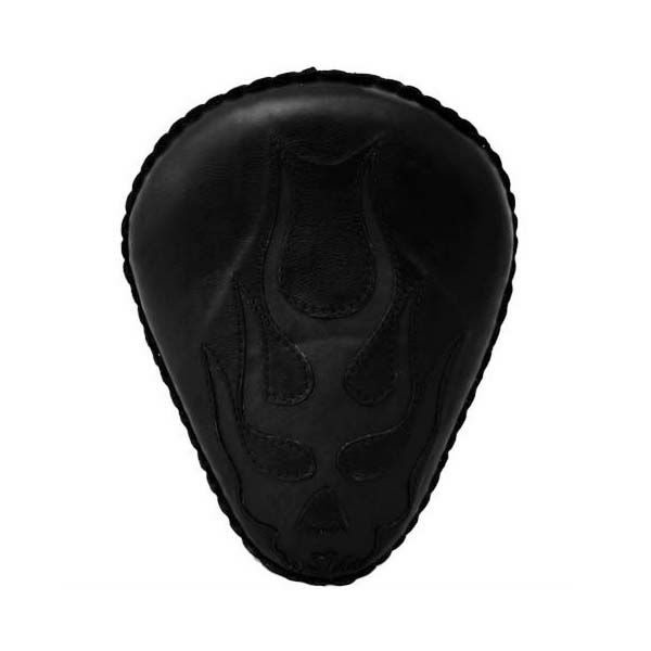 La Rosa Design 13インチ　バッドアス・ソロシート　ブラック・インレイ・フレイミングスカル-01