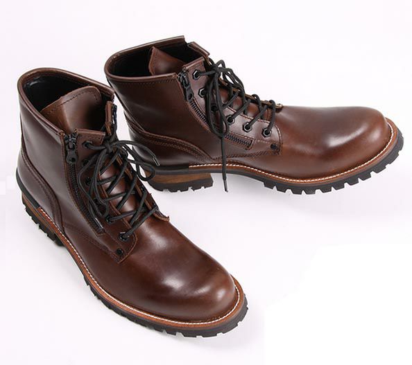 【DEGNER/デグナー】ダブルジップ/ショートブーツ（茶色）-02