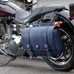 デグナー　クロコダイル エンボス加工 レザーサドルバッグ　ブルー