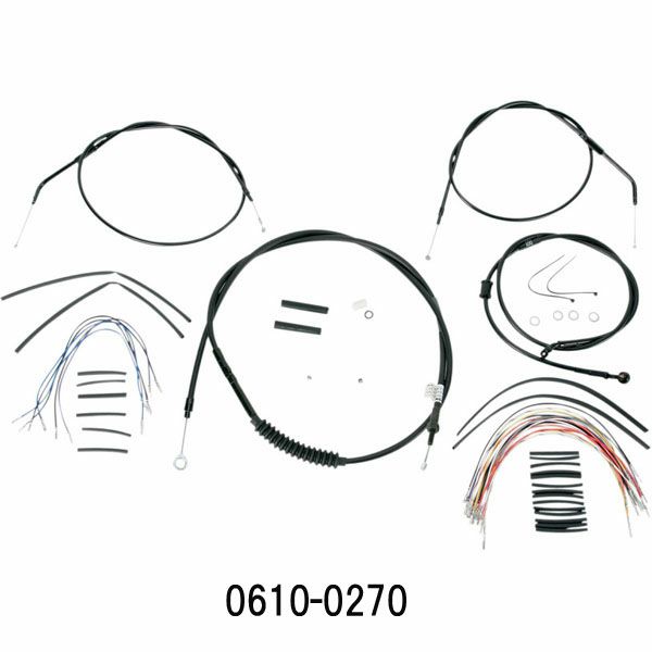 Burly エイプハンドル用　ケーブルラインキット　12～16インチ スポーツスター 2007～2013-01
