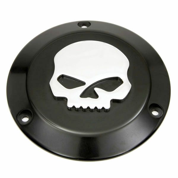 V-Twin スカル ダービーカバー ブラック 3穴-01