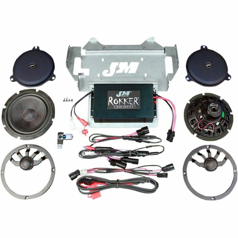 J&M ROKKER シリーズ 330w アンプ 2スピーカー インストールキット FLHT、FLHX用-01