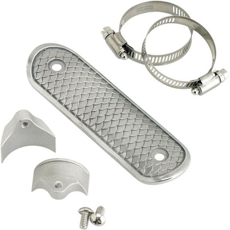 LOWBROW CUSTOMS フィッシュスケールデザイン ヒートシールド 6インチ　ポリッシュ-01