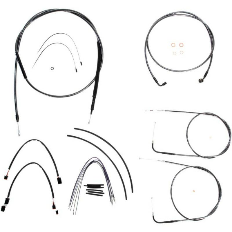 Magnum ドラッグバー用 ステンメッシュ ケーブルラインキット ブラックパール 2014～2018 XL ABS無し-01