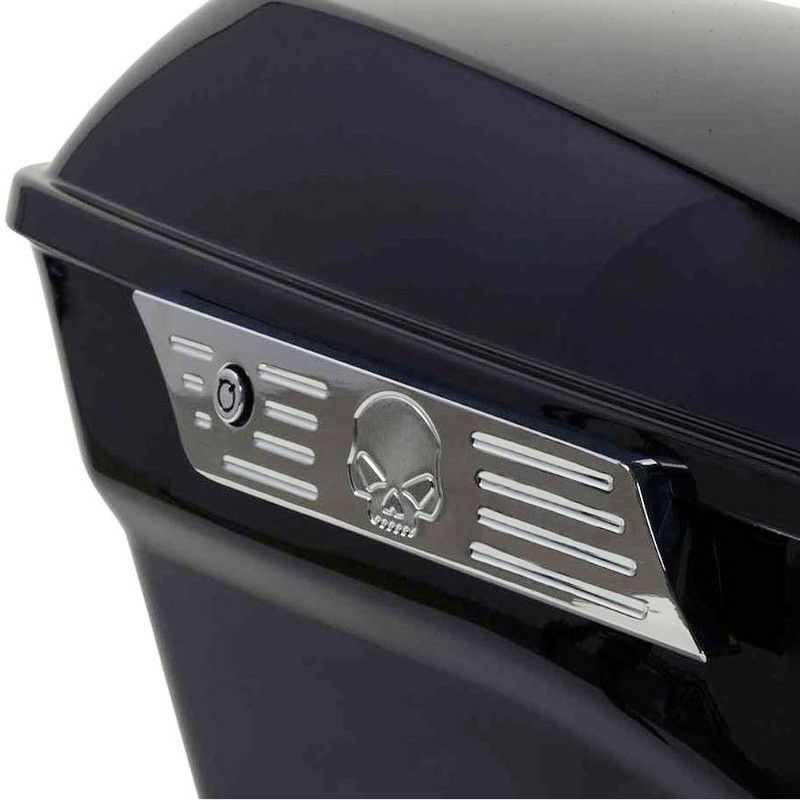 HOGWORKZ スカル サドルバッグヒンジカバー　クローム-01