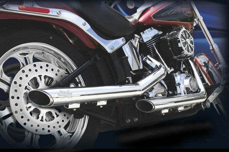 RCX 2.5インチ スーパー スリップオンマフラー クローム 2007～2017 FLSTC、FXST/C、FXSTB-01