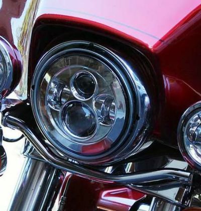 HOGWORKZ LED 7インチ・ヘッドライト　クローム　ツアラー、FLソフテイル,FLD用