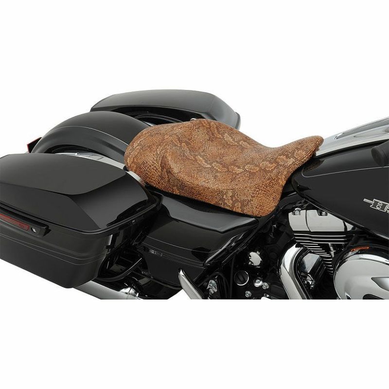 Drag Specialties ロープロファイル ソロシート フォワードポジション Tan Python-01