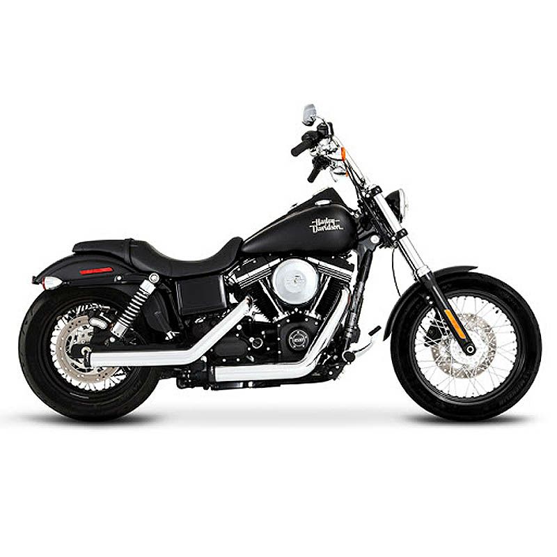 ラインハート（RINEHART）Kick Backs 2-in-2 フルエキ・マフラー クローム(ブラックエンド)-01