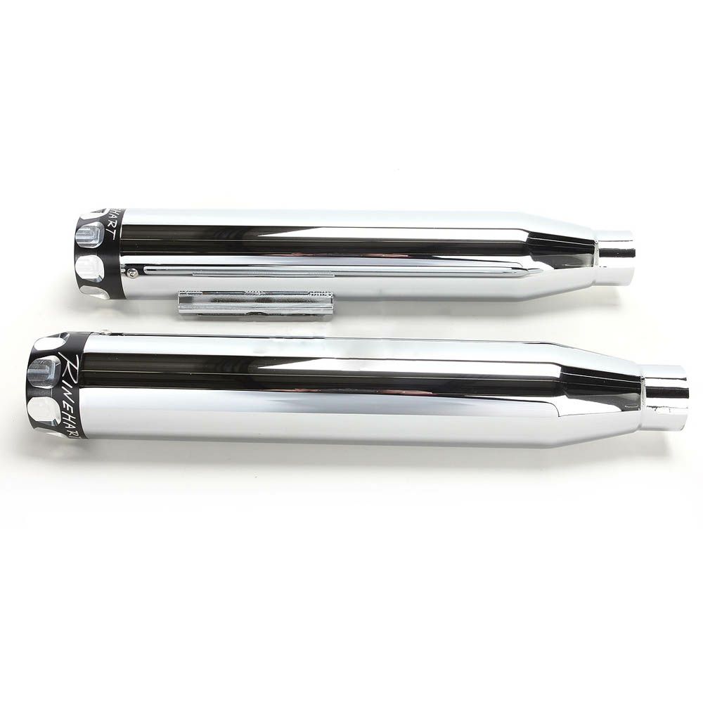 500-0300S　ラインハート（RINEHART） Scalloped End Cap 3インチ スリップオンマフラー クローム(ブラックエンド)-02