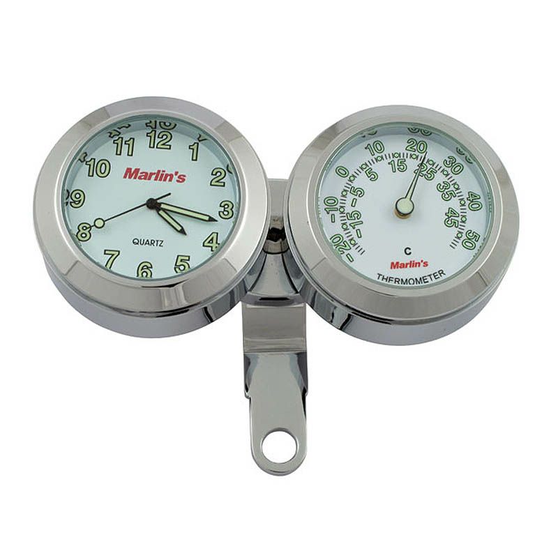 Marlin's 防水時計＆サーモメーター ホワイトフェイス　レバーブラケットマウント-01