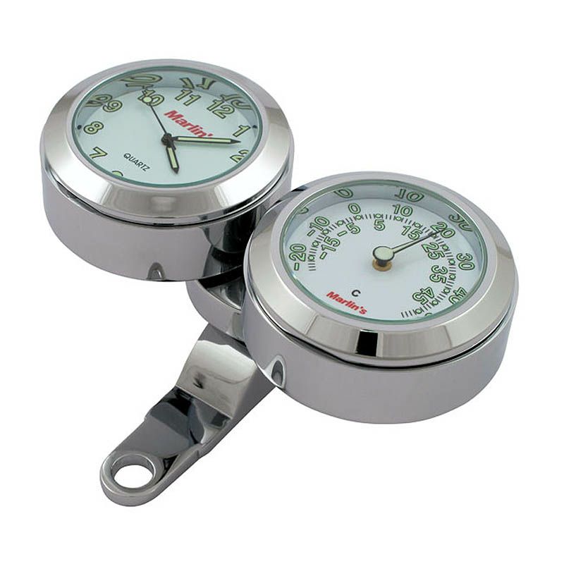 Marlin's 防水時計＆サーモメーター ホワイトフェイス　レバーブラケットマウント-02