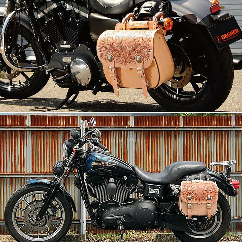 デグナー(DEGNER) レザー カービングサドルバッグ　タン-01