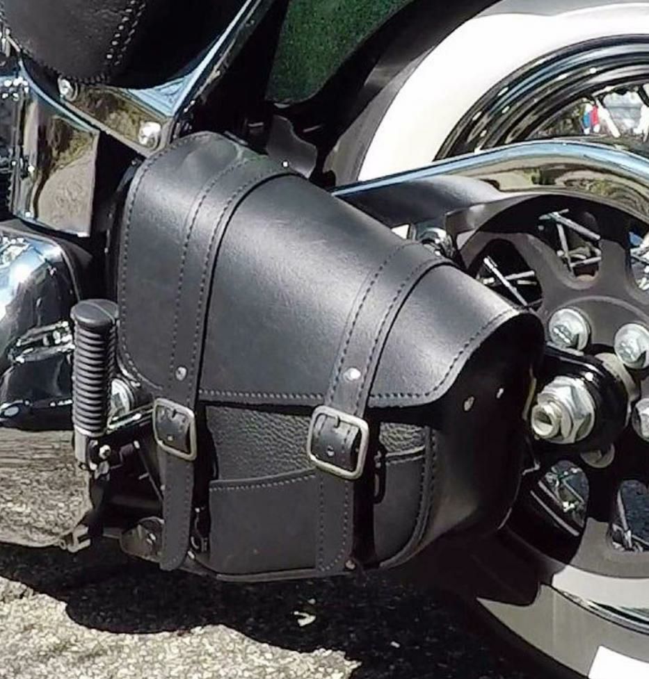 レザーワークス スウィングアーム・本革サイドバッグ 左用 ブラック  
