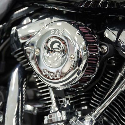 【SALE】S&S クローム ミニティアドロップ ステルスエアクリーナー M8