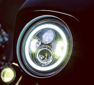 【SALE】HOGWORKZ 7インチLEDヘッドライト　ホワイトHALOリング　ブラック