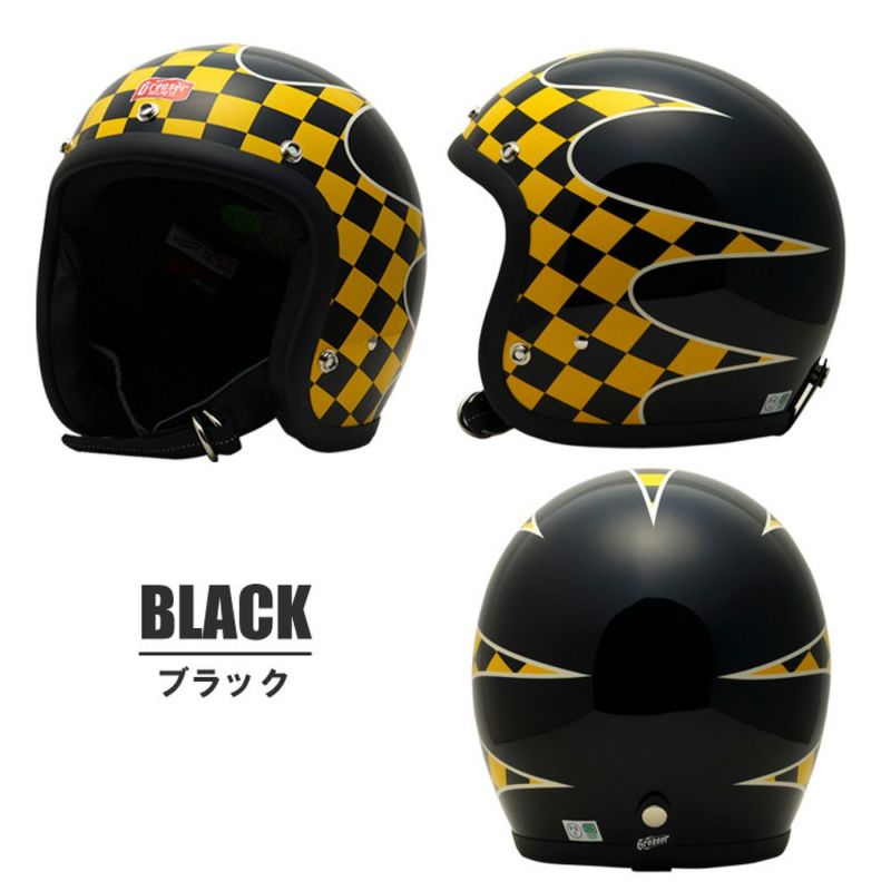 GREASER スモールヘルメット CHECKER　ブラック-01