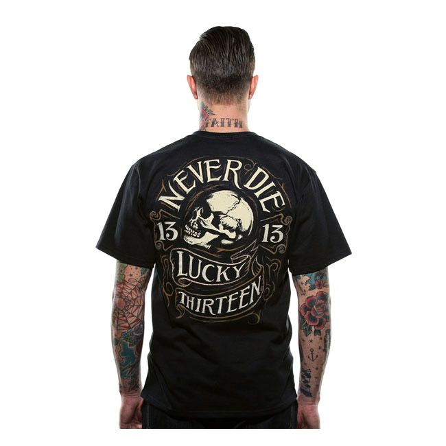 LUCKY 13　NEVER DIE　Tシャツ　ブラック-01